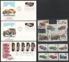 Autó-motor kis motívum tétel 2 stecklapon + 3 USA FDC-n