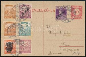 1920 Díjjegyes levelezőlap 7 bélyeges kiegészítéssel Grazba