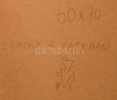 Szabó Vladimir (1905-1991): Alkony a parkban. Olaj, farost. Jelzett a hátoldalán. Dekoratív fakeretb...