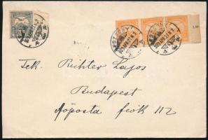 1909 Levél Turul 1f és 3f hármascsíkkal bérmentesítve "POZSONY" - Budapest