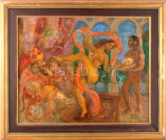 Szabó Vladimir (1905-1991): Salome. Olaj, farost. Jelezve középen fent, a hátoldalán autográf felirattal. Dekoratív, kissé sérült fakeretben, 40×50 cm