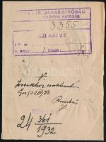 1933 Eger hivatalos helyi levél, "Ismeretlen" címkével és 4f portóval visszaküldve