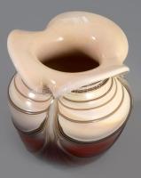 Bohemia üveg váza. Formába öntött, anyagában színezett, többrétegű, üvegszál rátétes. Hibátalan m: 17 cm /         Bohemia glass vase. Molded, colored in material, multi-layered, with fiberglass overlay. Flawless m: 17 cm