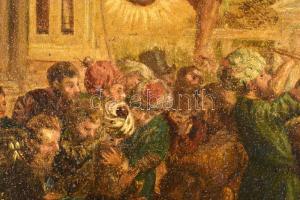 Telepy Károly (1828-1906): Bibliai jelenet. Olaj, vászon. Jelezve jobbra lent. Javított. Dekoratív, ...