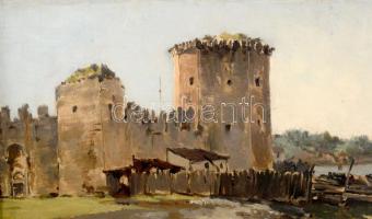 Györök Leó (1847-1899): Trogiri részlet. Olaj, vászon. Jelezve jobbra lent. Dekoratív, kissé kopott ...