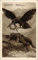Nagy harcunknak dicsőség az ára, koszorút a dicsők homlokára / WWI Austro-Hungarian K.u.K. military art postcard. A.F.W. III/2. Nr. 807. (kopott sarkak / worn corners)