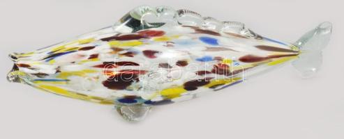Anyagában színezett üveghal. Jelzés nélkül, hibátlan, h: 28 cm