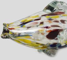 Anyagában színezett üveghal. Jelzés nélkül, hibátlan, h: 28 cm
