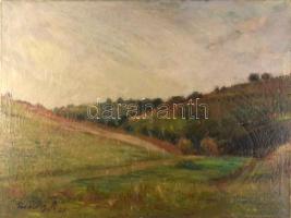 Gergely Pál (-): Dombos táj, 1956. Olaj, vászon, jelezve balra lent. Apró sérülésekkel. 60x80 cm