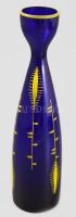 Parádi királykék váza, kézi festéssel, hibátlan, m: 25,5 cm