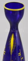 Parádi királykék váza, kézi festéssel, hibátlan, m: 25,5 cm