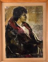 Huszár István (1925-2004): Portré, 1971. Olaj, papír, jelzett. Hátoldalán Képcsarnok Vállalat bélyegzésével. Üvegezett fakeretben. 70×49 cm
