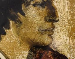 Huszár István (1925-2004): Portré, 1971. Olaj, papír, jelzett. Hátoldalán Képcsarnok Vállalat bélyeg...