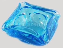 Cseh türkizkék színű asztaldísz, anyagában színezett, d: 15,5 cm