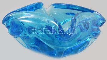 Cseh türkizkék színű asztaldísz, anyagában színezett, d: 15,5 cm