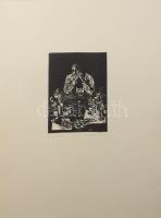 Mermeze Nóra (1938-): Gondolkodó. Linómetszet, papír, jelzett, 18×13,5 cm