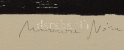 Mermeze Nóra (1938-): Gondolkodó. Linómetszet, papír, jelzett, 18×13,5 cm