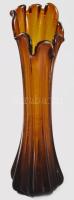 Anyagában színezett borostyánszínű fingerváza, szakított üveg, hibátlan, m: 24 cm