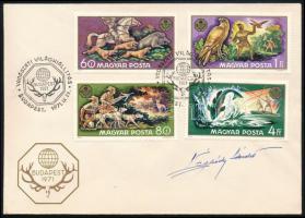 1971 Vadászati világkiállítás FDC Légrády Sándor aláírásával / FDC with signature by Sandor Legrady