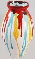 Multicolor mázas kerámia váza, lepattanással, m: 27 cm