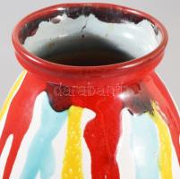 Multicolor mázas kerámia váza, lepattanással, m: 27 cm