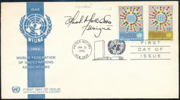 1966 Ensz FDC Rashid-ud-Din bélyegtervező aláírásával