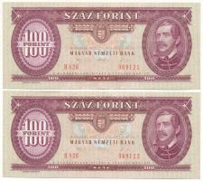 1992. 100Ft (2x) sorszámkövetők "B 826 069121 - B 826 069122" T:F, szép papír Adamo F38