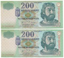 2004. 200Ft (2x) sorszámkövetők "FC 2429548 - FC 2429549" T:XF Adamo F53D