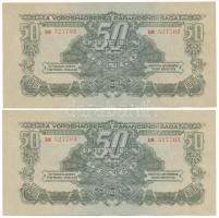 1944. 50P "A Vöröshadsereg Parancsnoksága" (2x) sorszámkövetők "BM 527702 - BM 527703" T:F szép papír Hungary 1944. 50 Pengő "Headquarters of the Red Army" consecutive serials "BM 527702 - BM 527703" C:F fine paper Adamo P46