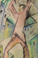 Bortnyik jelzéssel: Jelenet. Akvarell, papír. Paszpartuban. 35x27 cm