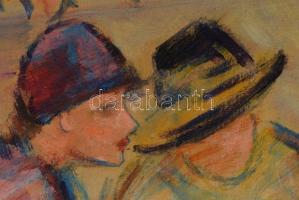 Vaszary J jelzéssel: Élet a Dunaparton. Olaj, papír. Kartonra kasírozva. 44x56 cm