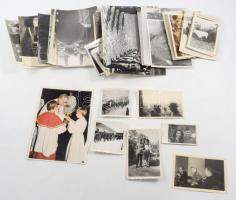 Katonák és papok különböző méretű fotókon, 41 db fotó, vegyes méretben