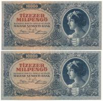 1946. 10.000MP (2x) egyugrásos sorszámkövetők "A 040 093194" és "A 040 093196" T:UNC,AU Adamo P29