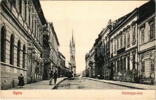 Nyitra, Nitra; Vármegye utca, Nyitrai Hitelbank. Fürst Sz. kiadása / street view, bank (EK)
