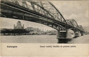 Esztergom, Dunai vashíd, bazilika és prímási palota. Kardos Dezső kiadása (EK)