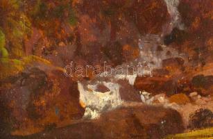 Brodszky Sándor (1819-1901): Hegyvidéki táj. Olaj, karton. Jelzés nélkül, hátoldalon hagyatéki bélye...