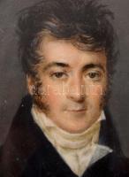 Jelzés nélkül, feltehetően XIX. sz. eleje: Portré (miniatűr). Olaj, karton. Üvegezett fakeretben. 6,...