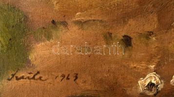 Szüle Péter (1886-1944): Szolnoki részlet, 1923. Olaj, vászon, jelzett. Javított. Dekoratív fakeretb...