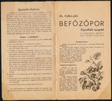 Dr. Oetker féle befőzőpor receptek, a címlapon szakadás, foltos, 20×11 cm