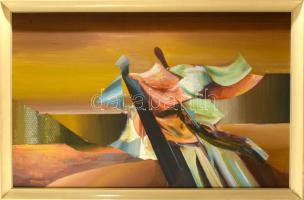 Mizser Pál (1941-2021): Hazatérők, 1977. Olaj, vászon, jelzett, hátoldalán Képcsarnok Vállalat címkéivel. Fakeretben, 70x110,5 cm. KIZÁRÓLAG SZEMÉLYES ÁTVÉTEL, NEM POSTÁZZUK! / ONLY PERSONAL COLLECTION AT OUR OFFICE!