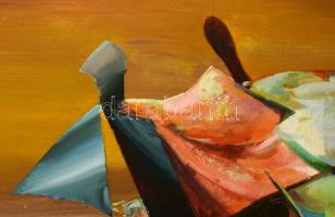 Mizser Pál (1941-2021): Hazatérők, 1977. Olaj, vászon, jelzett, hátoldalán Képcsarnok Vállalat címké...