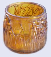 Horváth Márton (1941-2013): Díszváza "A véletlen firkái" sorozatból. cca 1980/85, irizáló felületű szakított üveg, jelzett, hibátlan, m: 12 cm /// Márton Horváth (1941-2013): Decorative Vase from the "Scribbles of Chance" series. c. 1980/85, iridescent fractured glass, signed, flawless, height: 12 cm.