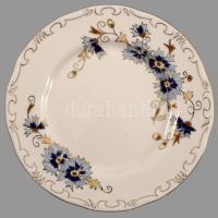 Zsolnay búzavirág mintás porcelán süteményes készlet. Kézzel festett, jelzett, hibátlan. Eredeti dob...