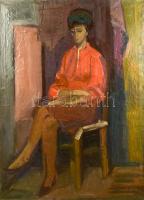 Ilosvai Varga István (1895-1978): Fiatal lány. Olaj, vászon. Jelezve jobbra lent. Javított. 110x80 cm / oil on canvas, signed, restored, 110x80 cm