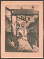 Fábián Gyula (1884-1955): Városrészlet. Rézkarc, papír, jelzett, 27x20 cm