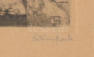 Fábián Gyula (1884-1955): Városrészlet. Rézkarc, papír, jelzett, 27x20 cm