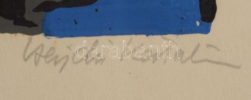 Hajdú Katalin (1932-): Gladióluszok. Linómetszet, papír, jelzett. 35,5×28 cm