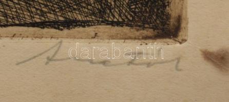 Istókovits Kálmán (1898 - 1990): Aratók. Színezett rézkarc, papír, jelzett, lapszéli ázásnyommal, 26...