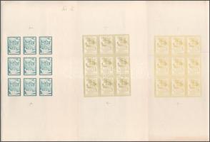 Légrády Sándor szolidaritási bélyeg tervének 3 db színpróbanyomata