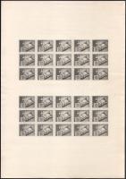 1959 3 db Légrády Sándor: 75 éves a LEHE levélzáró próbanyomat teljes ív 3 klf színben / Label proofs 3 complete sheets